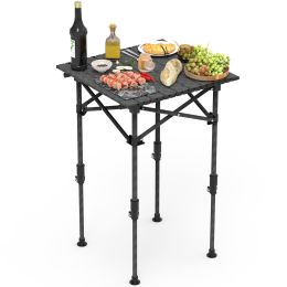 Portable Folding Camping Table With Adjustable Height Rustproof Carbon Steel Foldable Roll-Up Camping Table for Picnic Camping Hiking Beach BBQ (Type: S Size-No Net)